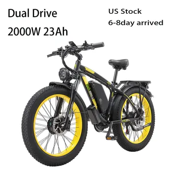 На склад в САЩ Срока на доставка 6-8 дни Градски Електрически Велосипед 2000W 48V 23AH С педальным Задвижване С Двоен Двигател 26*4.0 Fat Dirt Bike за Възрастни