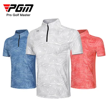 Мъжки тениски за голф PGM, летни блузи с къс ръкав, мъжки дишаща еластична униформи, Облекла за голф, Размер M-XXL YF394