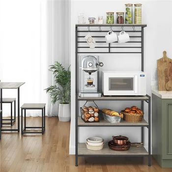 2023 Нова 4-степенна кухненски стойка за печене Easyfashion с куки сив цвят
