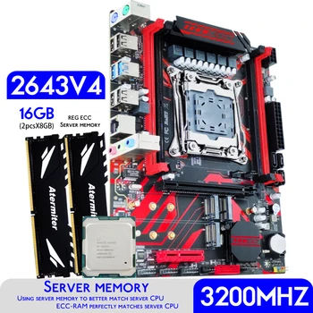 Комплект дънната платка Atermiter X99 D4 с процесор Xeon E5 2643 V4 CPU LGA 2011-3 DDR4 16GB (2 X 8 GB), 3200 Mhz REG ECC RAM Memory