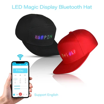 Led бейзболна шапка с поддръжка за мобилен телефон Bluetooth, управлявана приложение, прокручивающаяся панел за показване на съобщения, хип-хоп градинска бейзболна шапка унисекс