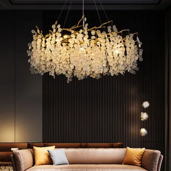 Луксозен дизайнерски полилей във формата на клони, осветление за хол, спалня, лампа Plafonnier, златна маса за хранене, висящ лампа