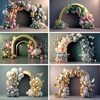 3D декорации за Деня на майката за една фотосесия с участието на тортата за момичета, цветя, принцеси, арка от балони, декори За фотосесия