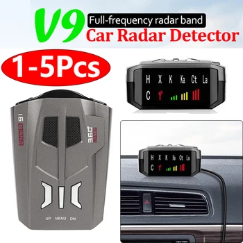 1-5шт Автомобилен радар детектор V9, английски, руски, гласов сигнал за скоростта на автомобил, точно откриване и лесен монтаж на детектора
