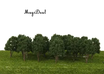 MagiDeal 20 бр/опаковане. Тъмно-Зелените Модели на Дървета в мащаб N Жп Парк за железопътен Макет на Железница Декор за Военни игри Сцена Диорама Играчки 7,5 см