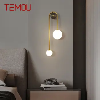 TEMOU Модерен месинг, с монтиран на стената лампа led творчески златен бронзова лампа-халба бира за дома, хол, прикроватной нощни шкафчета в спалнята