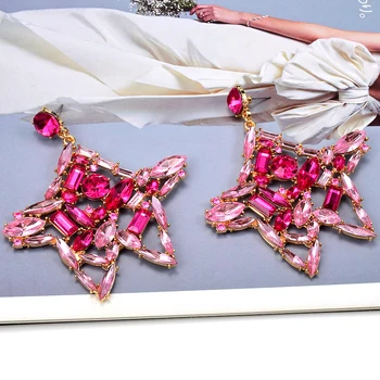Обеци с богемными кристални звезди за жени, обици-висулки, дамски вечерни модни бижута Brincos