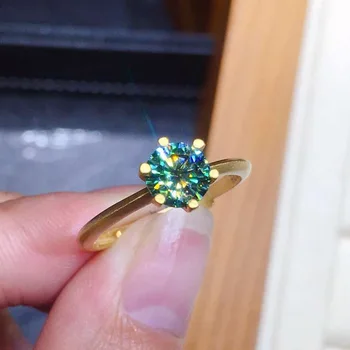 Отворен пръстен с Осем сърца и Осем Стрели, с тегло 1 карат, покрит с имитация на PT950 Синьо-Зелено Муассана с Пълна диамантен пръстен