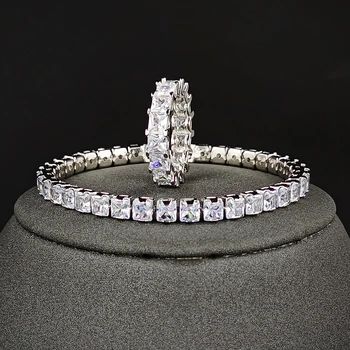 2 бр. в опаковка, сребърен комплект бижута за булката, годежен пръстен на Halo, кръгли обици-карамфили за сватбен подарък J7626