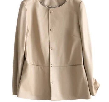 2023 Благородна яке от естествена кожа, Дамски къс дубленка Дамски ежедневни палта и якета Chaquetas De Mujer