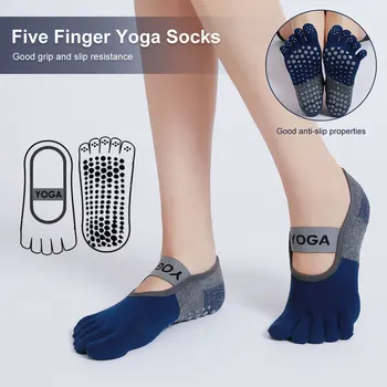 1 чифт женски диша чорапи за пилатес, мини чорапи за йога с пет чорапи, бързо съхнещи памучни дамски ластични чорапи за фитнес, балетни танци