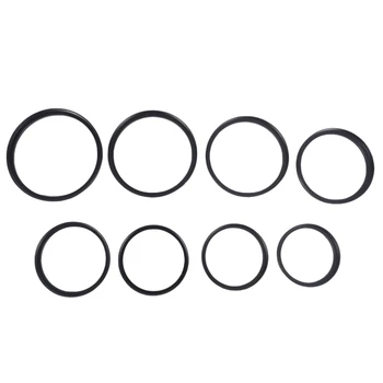 Комплект от 8 стимулиращи преходни пръстени, включва 49-52 мм, 52-55 мм, 55-58 мм, 58-62 мм, 62-67 мм, 67-72 мм, 72-77 мм, 77-82 мм-Черен