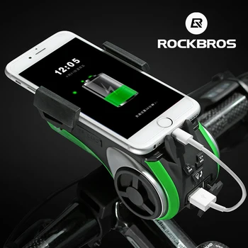 ROCKBROS 5 в 1 велосипеден фенер за употреба за телефон Bluetooth Аудио MP3-плейър говорител Аудио разговор 4400 mah-Power Bank Аксесоари за велосипеди