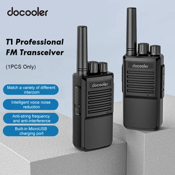 docooler T1 Уоки Токи 16-Канален Професионален FM Радиостанцията Преносими Двустранни Радиостанции, Акумулаторни батерии с USB докинг станция За Зареждане