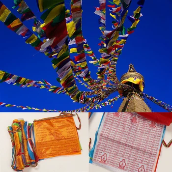Религиозни знамена, тибетски будистки аксесоари, цветен молитвен флаг с принтом, изкуствена коприна, Тибетски банер Loong Тази, Писанията 3 размера
