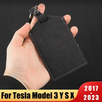 За Tesla, Модел 3 Y X S 2017-2021 2022 2023 2024 Кожен Калъф За ключове от Колата, Държач за Карти, Защитно покритие, с Аксесоари За Ключодържатели