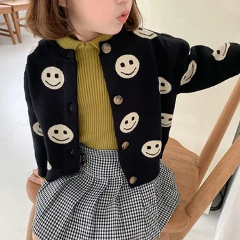 Детски вязаный жилетка 2023, пролет и есен, нов детски пуловер в корейски стил за момичета, палта за момичета и момчета