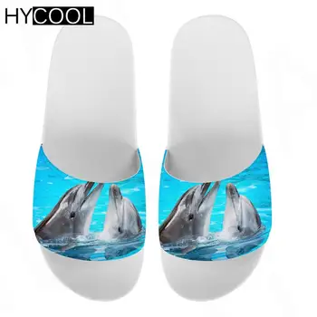 HYCOOL/Летни мъжки плажни джапанки-пързалки за момчета, симпатични чехли с 3D принтом животни и делфини, Сандали с отворени пръсти, Zapatos Mujer