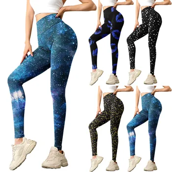 Гамаши женски Star Universe Shines Galaxy Лилави панталони с 3D принтом Дамски панталони с висока талия Панталони за фитнес Хит на продажбите