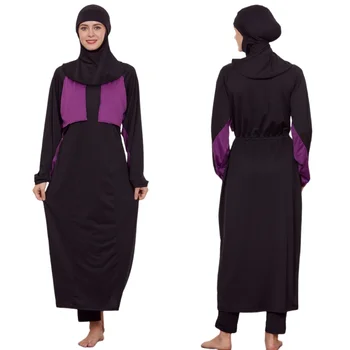 3 бр. комплекти буркини, мюсюлмански женски черни пелерини, бански костюми с шапочкой за плуване, хиджаб, ислямски арабски бански, плажен бански S-XL
