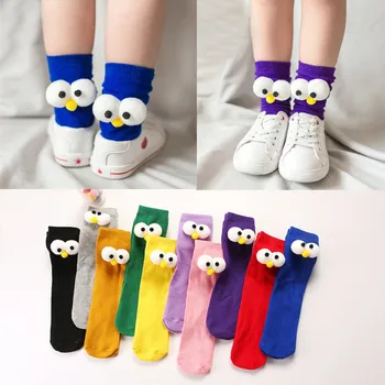 Детски модни чорапи с директни дудочками и големи очи, сладки бебешки чорапи и чорапи с анимационни герои за момичета и момчета, висококачествени чорапи