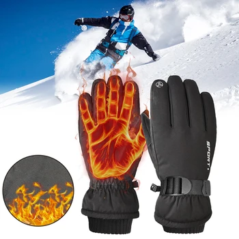 Мъжки зимни водоустойчив велосипедни ръкавици, спорт на открито, бягане, джет ски, флисовые ръкавици със сензорен екран, нескользящие пълни с топли пръсти