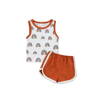 Ma & Baby 0-24 м, летен комплект дрехи за новородени момчета, с преливащи се цветове екипи, жилетки, Потници, Панталони, ежедневни облекла за момчета, костюми D35