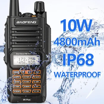 Baofeng UV-9R Plus IP68 Водоустойчив Преносима радиостанция 8 W 2800 ма 128CH УКВ Радиосигнализация Професионална UV 9R Двустранно Радио