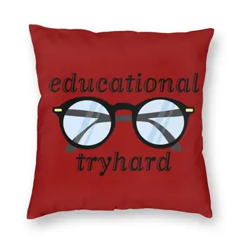 Модерна образователна калъфка за покрива възглавница Tryhard, украса с 3D двустранно принтом, очила Nerd на Онази, калъф за възглавници за дивана