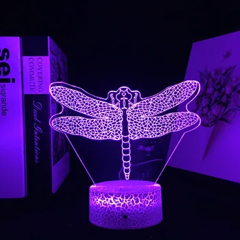 Настолна лампа под формата на водни кончета с 3D илюзия животински за украса на детска спални, нощна светлина, led RGB Сензорен датчик, лека нощ, директна доставка