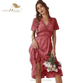 Зелено, розово с флорални принтом, лятно женствена рокля-люлка, винтажное, за почивка в Чехия, с V-образно деколте, секси, ежедневна, плажна, дълга рокля, Vestidos SR0056