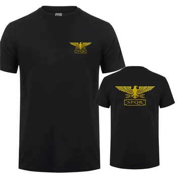 Нова мъжка тениска в стил Римска империя, лятна памучен тениска с къс ръкав, готина тениска SPQR, мъжки дрехи, блузи DA-008