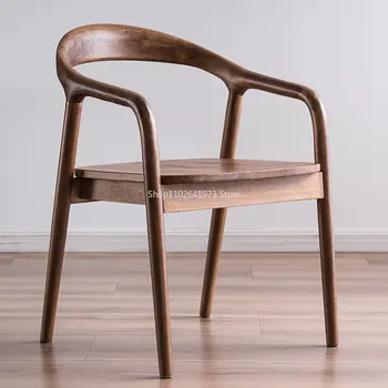 Съвременните скандинавски, трапезни столове с акцентным подлакътник Ергономични Дървени трапезни столове, Обзаведен с луксозна кожена Мебел за дома Sillas De Comedor