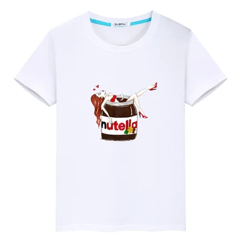 Тениска I Love Nutella, лятна тениска с къси ръкави и Анимационни герои, 100% Памук, Детска Тениска за момчета/Момичета, Забавни Тениски с шарките на Kawai