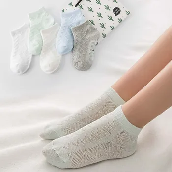 Летни детски чорапи на едро, обикновена фини мрежести дишащи детски чорапи, 5 чифта/лот, мрежести чорапи за момчета и момичета, скъпа памучни дрехи