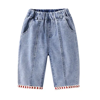 2023 Пролет-есен дънкови облекла за момичета, Новите детски панталони, Модерни спортни панталони за момичета, Детски панталони във формата на сърце