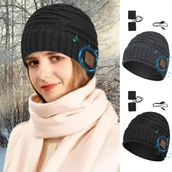 За XIaomi зимни слушалки, съвместими с Bluetooth, USB-акумулаторна музикални слушалки, топло вязаная капачка, безжични спортни слушалки