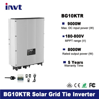 Инвертор слънчева мрежа мощност от 10 кВт, 2 MPPT, обхват 180-800 vdc до AC380V, трифазни мрежов инвертор