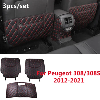 SJ Изкуствена кожа Задната Седалка на Колата, Противоударная Подплата, Чанта За Задните Седалки, Подлакътник, Предпазна Подложка От мръсотия За Peugeot 308 308S 2012-13-2021