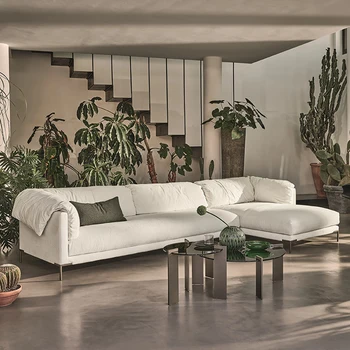 Италия СПАД Италиански минималистичен ъглов диван от плат с уши на слон в хола