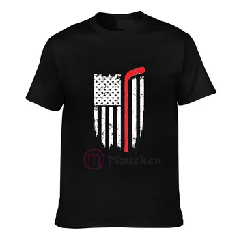 2022 Американски флаг на САЩ Хокей разпечатки с кръгло деколте Мъжки тениски, Дамски тениски в стил хип-хоп Блузи памучни тениски