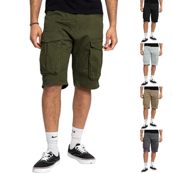 Модерен мъжки къси панталони-карго 2023, тактически джоггеры работни ежедневни панталони, мъжки летни къси панталони с много джобове, широки, дължина до коляното