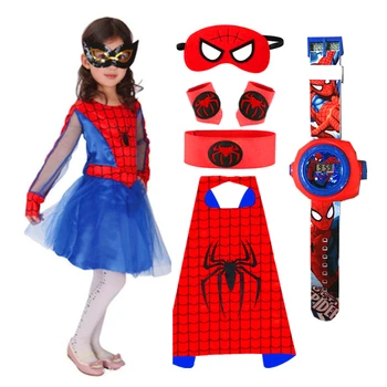 Детски костюм Момичета-паяк за момичета, cosplay, подаръци за рожден ден, играчка-паяк, часовници, дъждобран, Костюм за детски дрехи